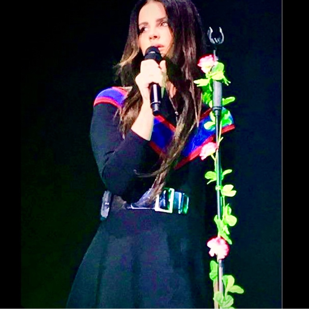 Rare LANA DEL REY Sandro Chevron Black Knit Dress (L) - Picture 2 of 14